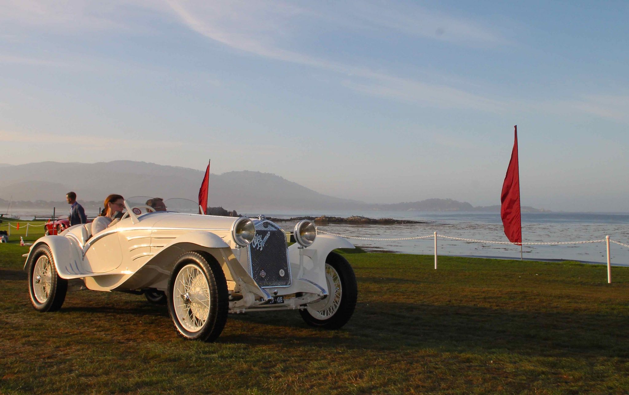 Classic Alfa Romeo show car on the water at Pebble Beach 2015